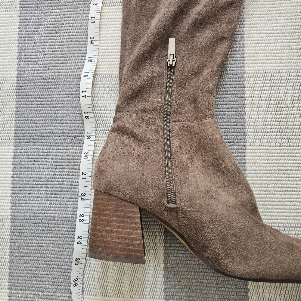 Vince Camuto Faux Suede Chunky-Heel Taupe Over the Knee Boots Sz 9 - Picture 3 of 7